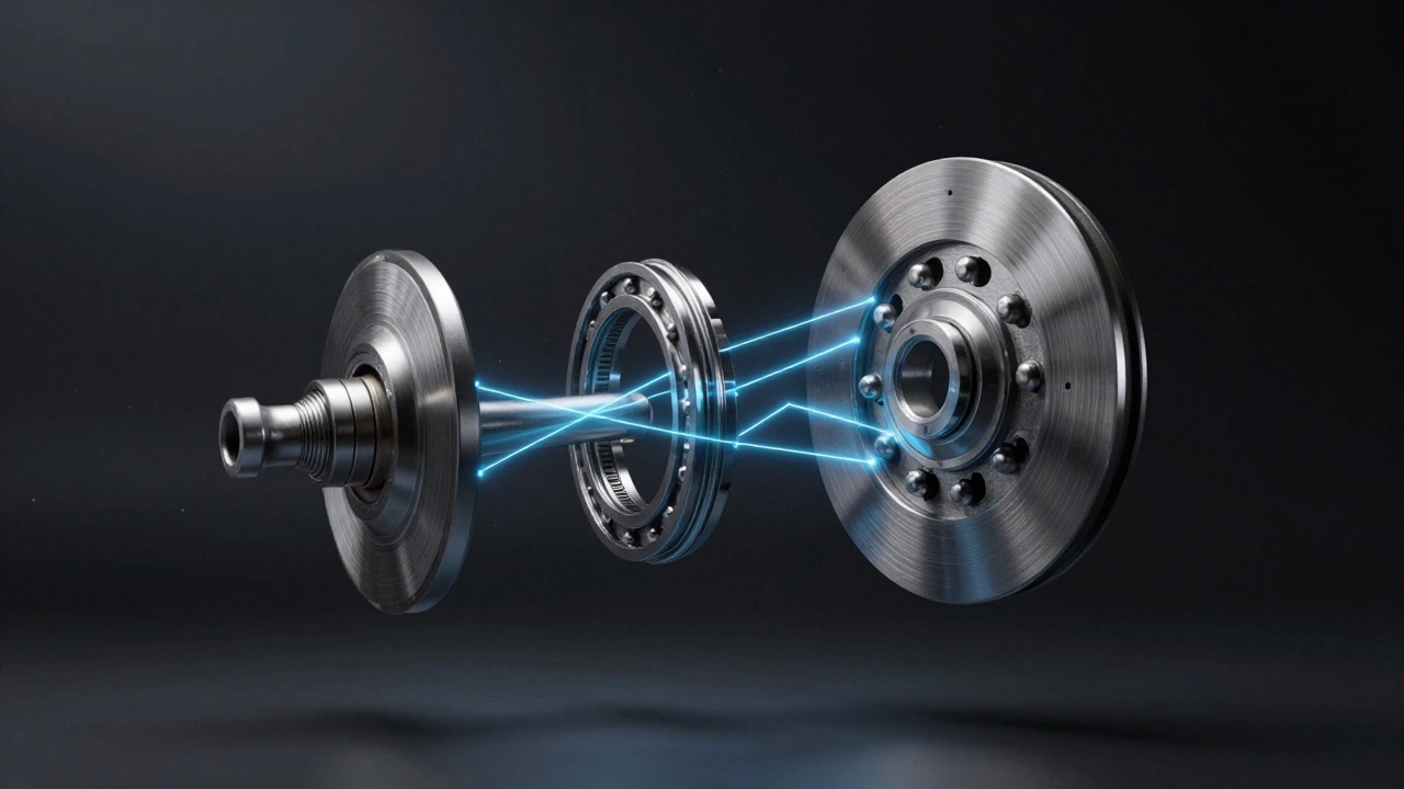 Floating clutch components connected by glowing lines, symbolizing their critical interdependence.