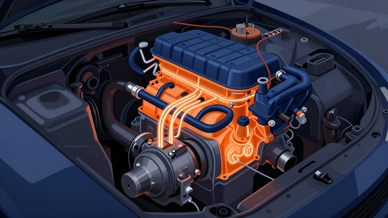 Cutaway diagram of a car fuel pump and delivery system