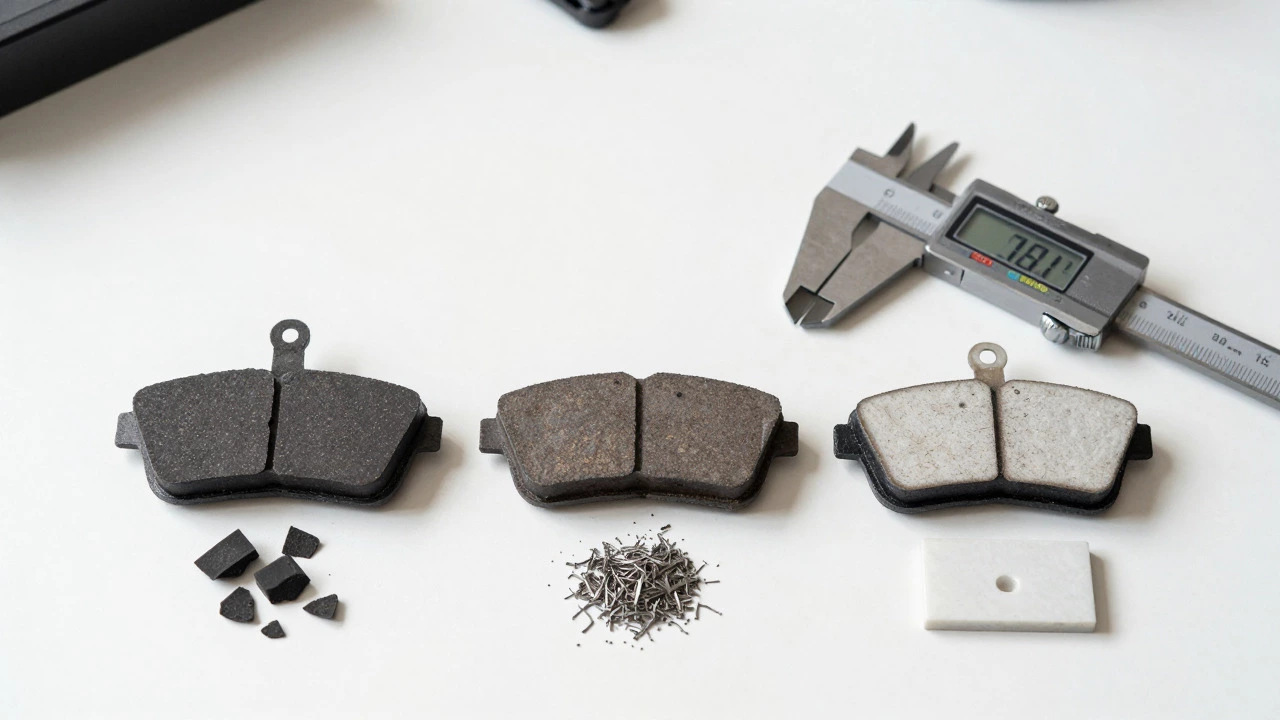 Comparison of organic, semi-metallic, and ceramic brake pads