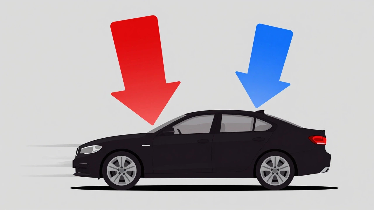 Conceptual diagram illustrating weight shift to front wheels during braking