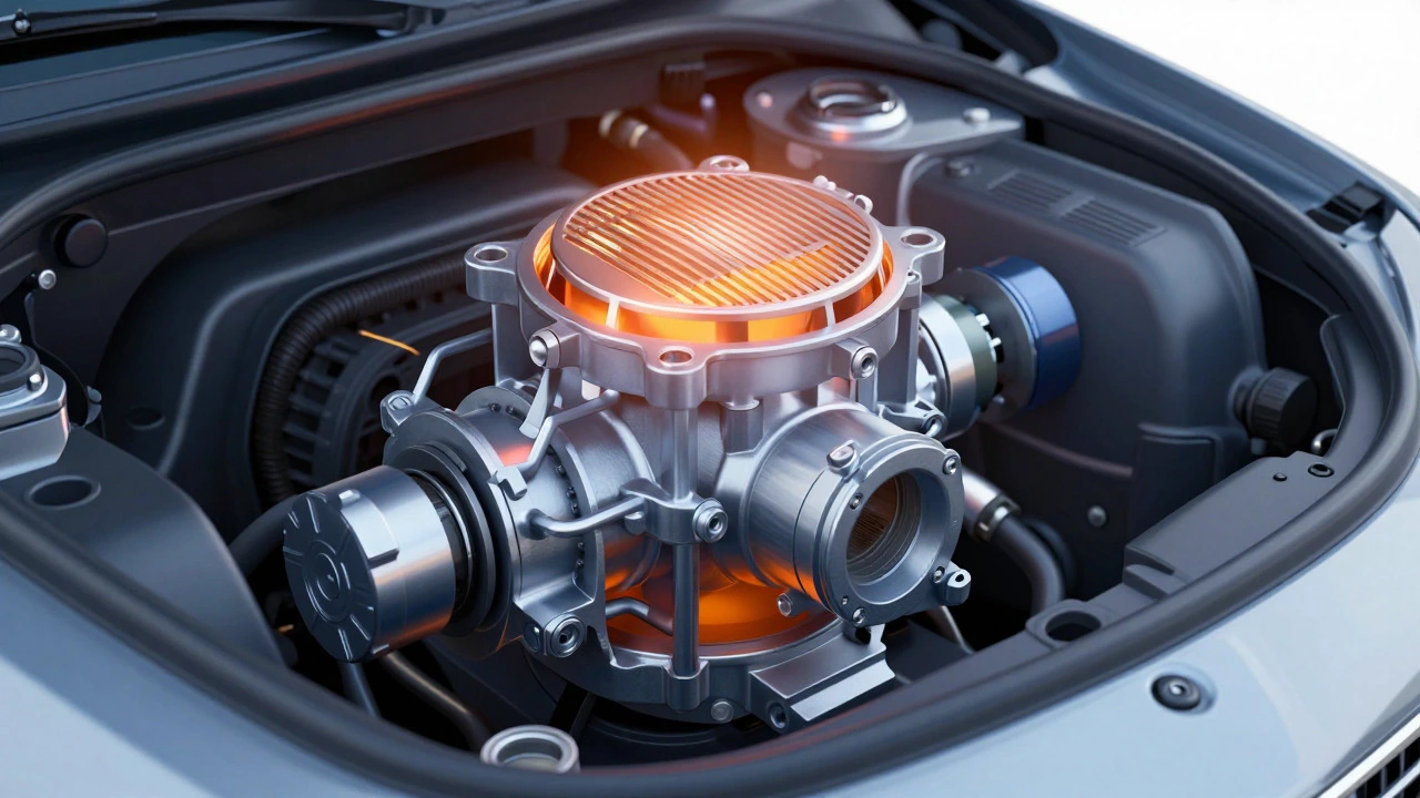 Cross-section of electric fuel pump showing overheating risk when fuel is low