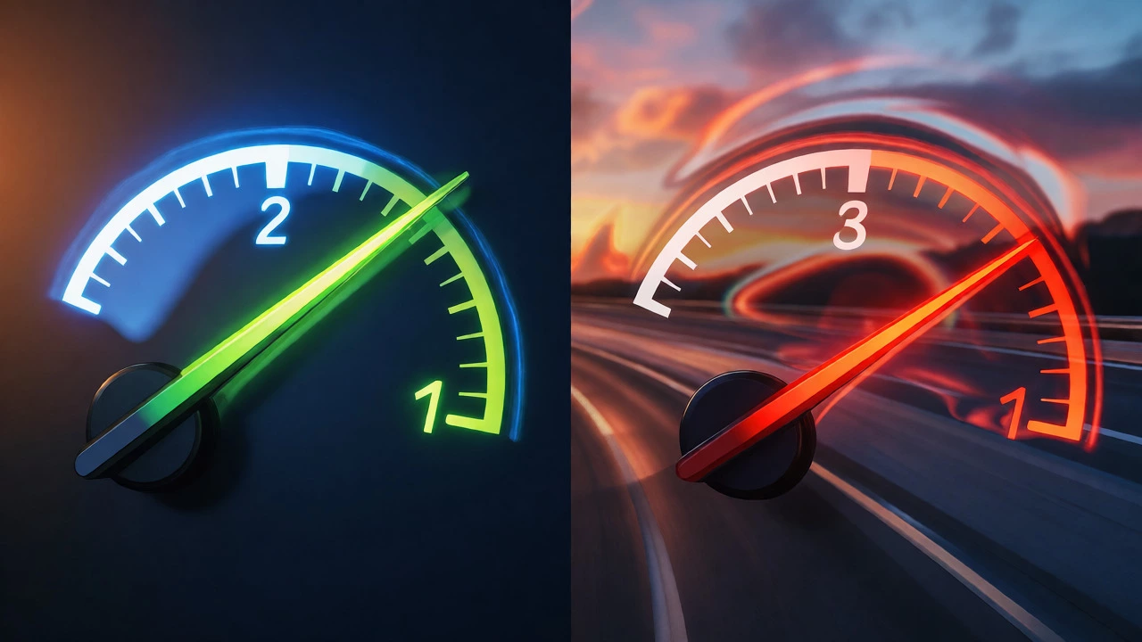 Split view of fuel gauge levels showing full versus empty states